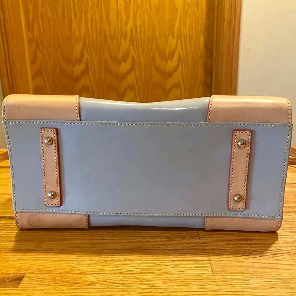Dooney & Bourke Patent Leather Shoulder Satchel & Crossbody Blue Gray Janine - Picture 6 of 6